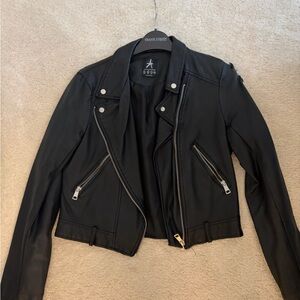 Atmosphere Black Leather Jacket with Silver Accents